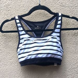 Athleta Triple Dare Sports Bra Black White Rriple XXS